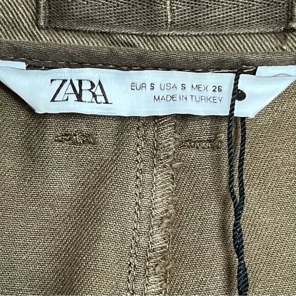 Zara Green Tapered Cotton Pants - Picture 4 of 6